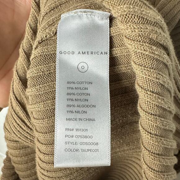 Good American Dress Belted Body Midi Ribbed Knit Stretch Taupe Tan Brown 3 L - Picture 7 of 10